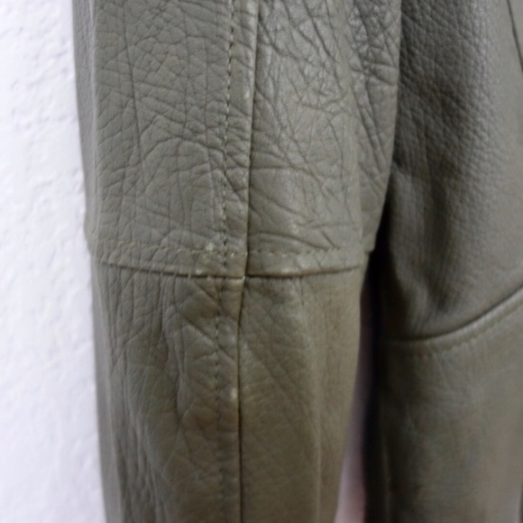 NWT Size S BCBG Green Pebbled Heavy Leather Motorcycle Jacket - Picture 5 of 8